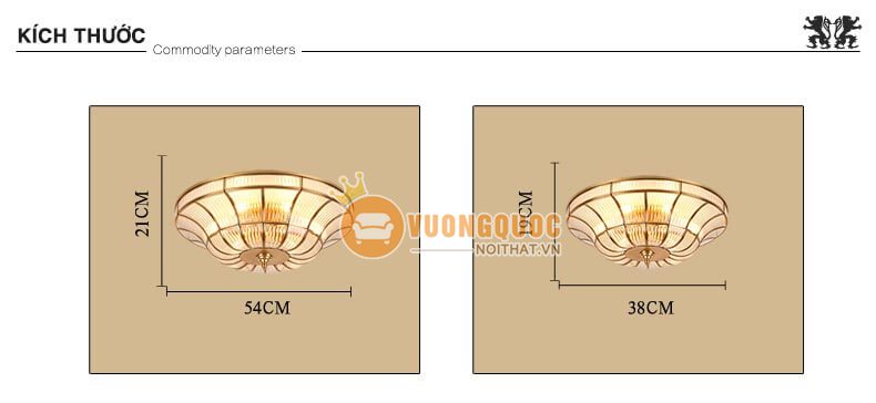 Đèn ốp trần đồng kiểu dáng đơn giản sang trọng abr173-7